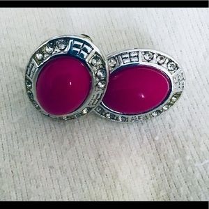 PINK AND SILVER CLIP-ON EARRINGS